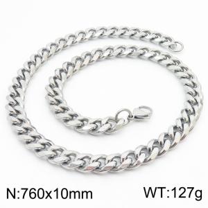 760x10mm Stainless Steel Cuban Necklace Men's and Women's Jewelry - KN251052-Z