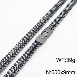 Hip Hop Stainless Steel 600MM Dragon Bone Snake Chain Vintage Black Stainless Steel Necklace - KN251077-KFC