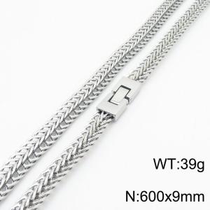 Hip Hop Stainless Steel 600MM Dragon Bone Snake Chain Steel Color Stainless Steel Necklace - KN251079-KFC