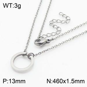 Hollow out circle niche sweet cool titanium steel necklace - KN251086-Z