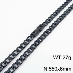 55cm Long Black Color Cuban Link Chain Stainless Steel Necklace For Men - KN251110-Z