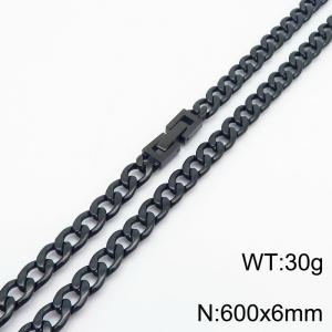 60cm Long Black Color Cuban Link Chain Stainless Steel Necklace For Men - KN251111-Z