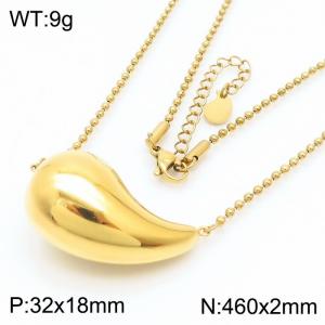 Hollow drop comma round snake chain necklace stainless steel gold  plated simple light luxury necklaces for women - KN251135-KFC
