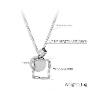 Geometrically irregular square ring stainless steel necklace - KN251302-Z