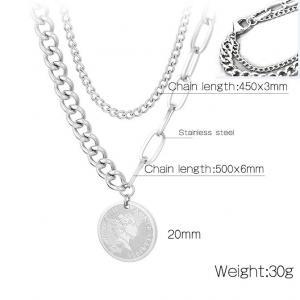 Stainless steel double layered necklace - KN251309-Z