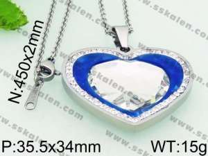 Stainless Steel Stone & Crystal Necklace - KN25236-K