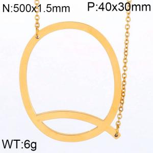 SS Gold-Plating Necklace - KN25660-K