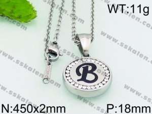 Stainless Steel Stone & Crystal Necklace - KN27253-K