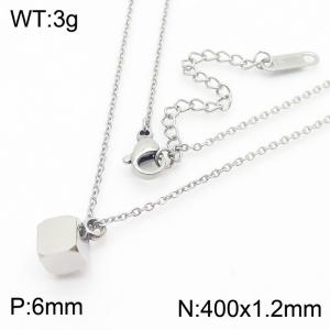 Square Charm Pendant With 40cm Chain Women Stainless Steel Necklace Silver Color - KN281758-KL