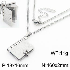 European and American Fashion Stainless Steel 460 × 2mm special chain hanging book pendant charm silver necklace - KN281764-SP