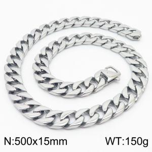 Simple stainless steel Cuban chain men's necklace - KN281766-KJX