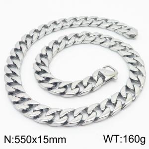 Simple stainless steel Cuban chain men's necklace - KN281767-KJX