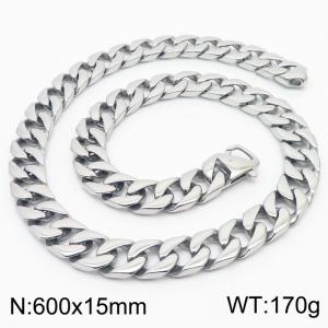 Simple stainless steel Cuban chain men's necklace - KN281768-KJX