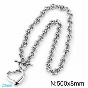 Hollow Heart Titanium Steel Necklace OT Buckle - KN281898-Z