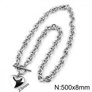 Hollow Heart Titanium Steel Necklace OT - KN281899-Z