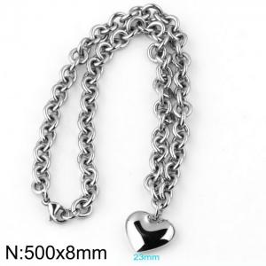 Peach Heart Titanium Steel Necklace - KN281900-Z