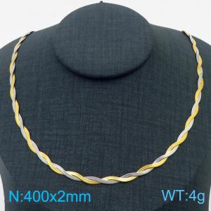 400x2mm Stainless Steel Braided Herringbone Necklace for Women - KN281939-Z