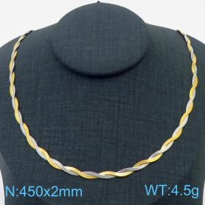 450x2mm Stainless Steel Braided Herringbone Necklace for Women - KN281940-Z