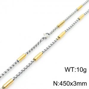 3*450mm Hip-hop style square pearl gold guaranteed stainless steel ladies necklace - KN282008-Z