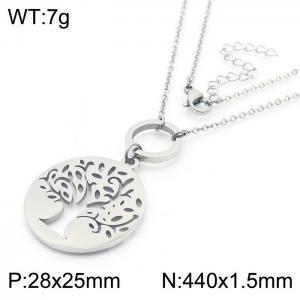 INS Tree of life round pendant stainless steel lady necklace - KN282016-Z