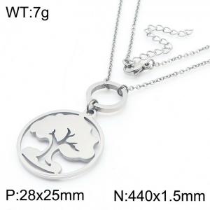 Tree of life round pendant stainless steel ladies necklace - KN282018-Z