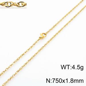 750x1.8mm Gold Plated Link Chain Necklace Stainless Steel Rope Chain Necklace Wholesale Jewelry - KN282067-Z