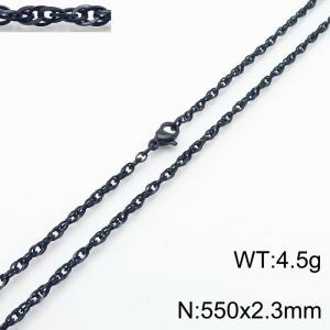 550x2.3mm Black Plated Link Chain Necklace Stainless Steel Rope Chain Necklace Jewelry - KN282070-Z
