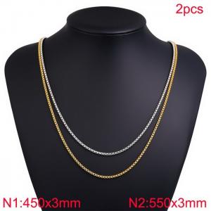 SS Gold-Plating Necklace - KN282322-Z