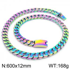 Stainless steel Cuban chain necklace - KN282333-KJX