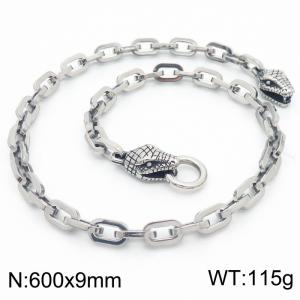 9*600mm Retro stainless steel double snakehead o-chain for men - KN282391-Z