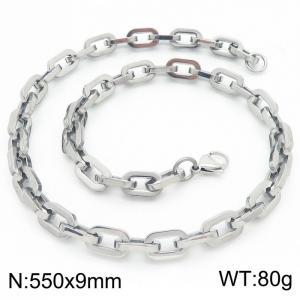 9mm550mm Stainless steel lobster buckle square O-shaped necklace - KN282434-Z