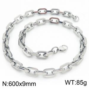 9mm600mm Stainless steel lobster buckle square O-shaped necklace - KN282435-Z