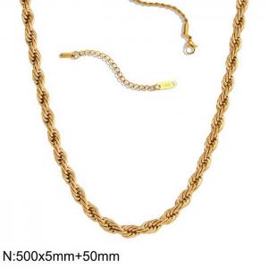 Stainless steel gold Fried Dough Twists necklace - KN282452-Z-