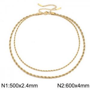 Stainless steel gold Fried Dough Twists necklace - KN282455-Z