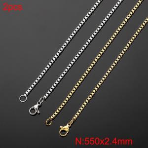 SS Gold-Plating Necklace - KN282564-Z
