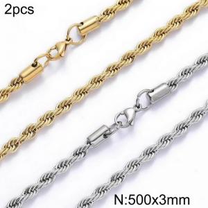 SS Gold-Plating Necklace - KN282621-Z