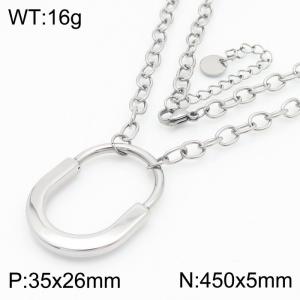 450x5mm Geometrical Pendant Smooth Charm Necklace Women Stainless Steel Silver Color - KN282667-SP