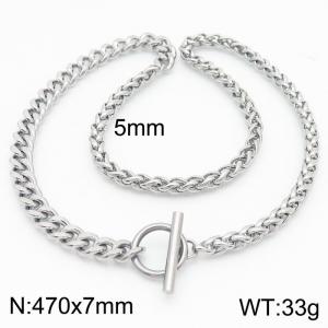 Stainless steel OT buckle splicing necklace - KN282671-Z
