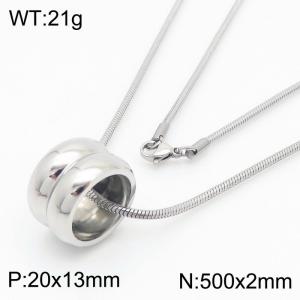 Stainless steel ring pendant necklace - KN282675-K