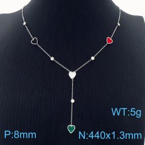 European and American fashionable stainless steel colored love shell pearl accessories charm silver  necklace - KN282740-CM