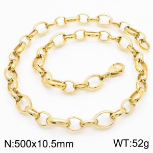 Simple and personalized stainless steel 210 × 10.5mm O-shaped chain lobster buckle charm gold necklace - KN282746-KFC