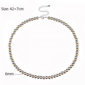 European and American fashion stainless steel 6mm steel ball creative design DIY handmade beaded mixed color necklace - KN282798-Z