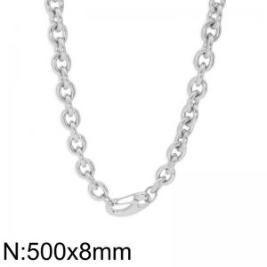 Simple and fashionable stainless steel 500 × 8mm O-shaped chain spring C-buckle temperament silver necklace - KN282810-Z