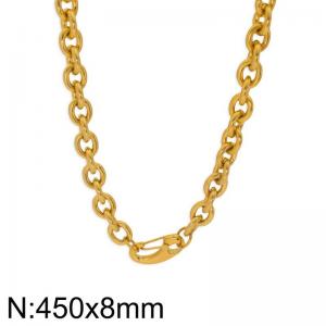 Simple and fashionable stainless steel 450 × 8mm O-shaped chain spring C-buckle temperament gold necklace - KN282814-Z
