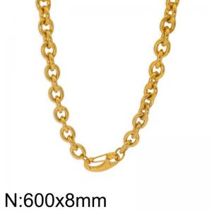 Simple and fashionable stainless steel 600 × 8mm O-shaped chain spring C-buckle temperament gold necklace - KN282817-Z