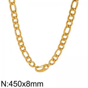 Simple and fashionable stainless steel 450 x 8mm 3：1 chain spring C-buckle temperament gold necklace - KN282819-Z