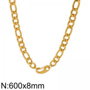 Simple and fashionable stainless steel 600 x 8mm 3：1 chain spring C-buckle temperament gold necklace - KN282822-Z