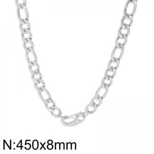 Simple and fashionable stainless steel 450 x 8mm 3：1 chain spring C-buckle temperament silver necklace - KN282824-Z