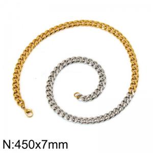 Special Design Double Color Cuban Chain Necklace for Men Women Polished Stainless Steel Trendy Jewelry - KN282835-Z