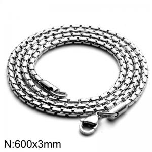 3MM Stainless Steel Box Chain Necklace for Men Women Polished Trendy Jewelry - KN282844-Z